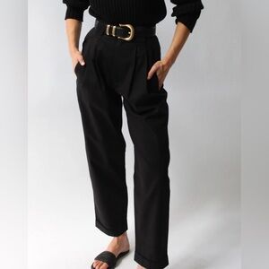 Na Nin Black Townes Cotton Twill Trousers XS High waisted Black Cotton Trousers